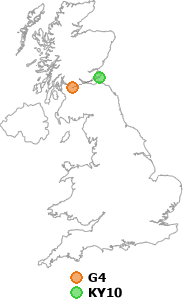 map showing distance between G4 and KY10