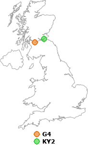 map showing distance between G4 and KY2