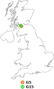 map showing distance between G5 and G15