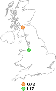 map showing distance between G72 and L17