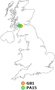 map showing distance between G81 and PA15