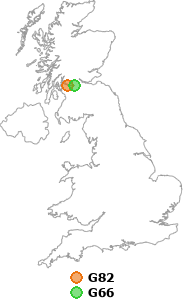 map showing distance between G82 and G66