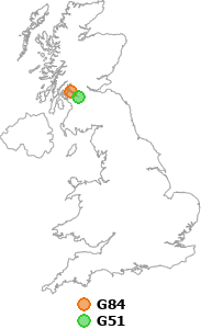 map showing distance between G84 and G51