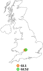 map showing distance between GL1 and GL52