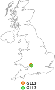 map showing distance between GL13 and GL12