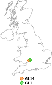 map showing distance between GL14 and GL1