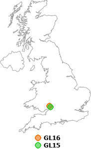 map showing distance between GL16 and GL15