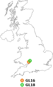 map showing distance between GL16 and GL18
