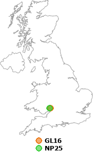 map showing distance between GL16 and NP25