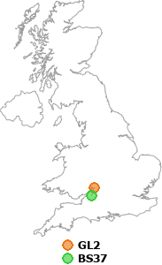 map showing distance between GL2 and BS37