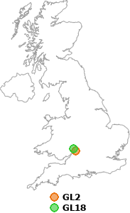 map showing distance between GL2 and GL18