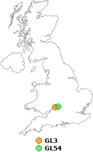 map showing distance between GL3 and GL54