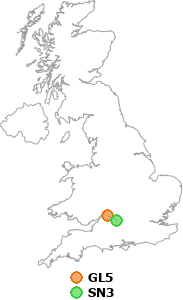 map showing distance between GL5 and SN3