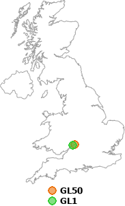 map showing distance between GL50 and GL1