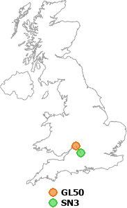 map showing distance between GL50 and SN3