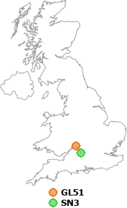 map showing distance between GL51 and SN3
