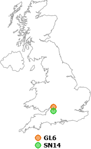 map showing distance between GL6 and SN14