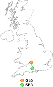 map showing distance between GL6 and SP3