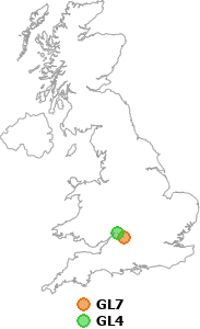 map showing distance between GL7 and GL4