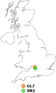 map showing distance between GL7 and SN2