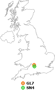 map showing distance between GL7 and SN4