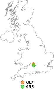 map showing distance between GL7 and SN5