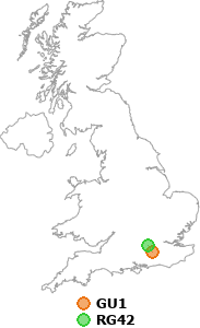 map showing distance between GU1 and RG42