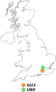map showing distance between GU2 and UB9