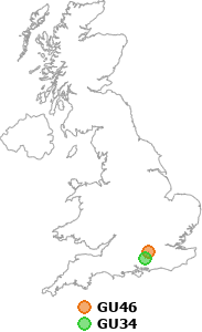 map showing distance between GU46 and GU34