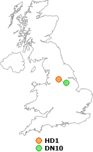map showing distance between HD1 and DN10