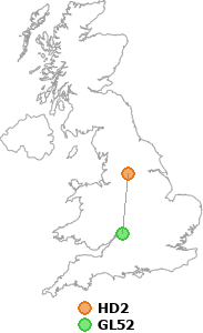 map showing distance between HD2 and GL52