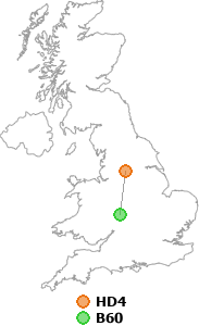 map showing distance between HD4 and B60