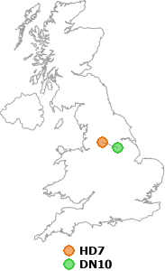 map showing distance between HD7 and DN10