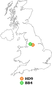 map showing distance between HD9 and BB4