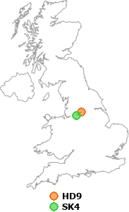 map showing distance between HD9 and SK4