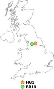 map showing distance between HG1 and BB18