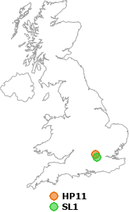 map showing distance between HP11 and SL1