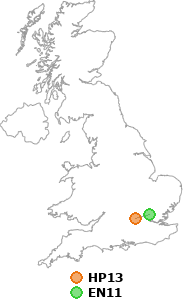 map showing distance between HP13 and EN11