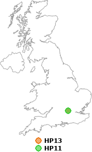 map showing distance between HP13 and HP11