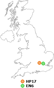 map showing distance between HP17 and EN6