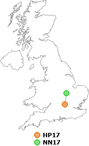 map showing distance between HP17 and NN17
