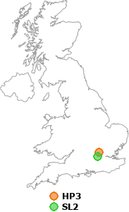 map showing distance between HP3 and SL2