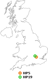 map showing distance between HP5 and HP19