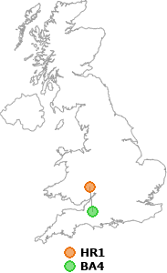 map showing distance between HR1 and BA4