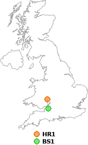 map showing distance between HR1 and BS1