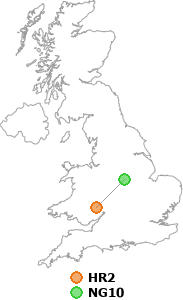 map showing distance between HR2 and NG10