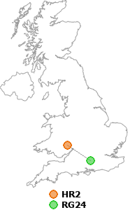 map showing distance between HR2 and RG24