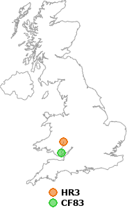 map showing distance between HR3 and CF83
