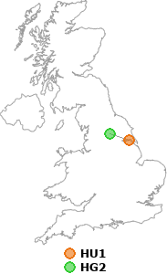 map showing distance between HU1 and HG2