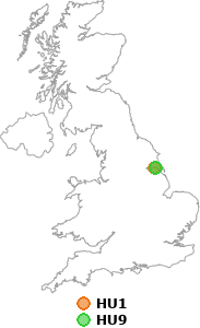 map showing distance between HU1 and HU9